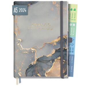 Business-Timer Deluxe 2024 / A5 / Grey Marble / von Häfft