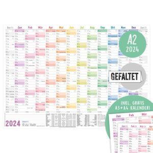 Wandkalender 2024 / A2+ (59cm x 42cm) / Rainbow / von Häfft