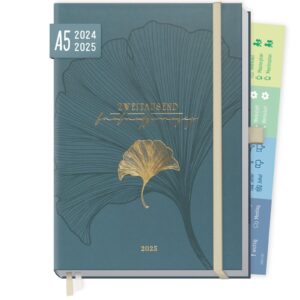 Business-Timer Deluxe 2024/2025 / 18 Monate / Blue Ginkgo / Häfft-Verlag