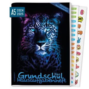 Das Grundschul-Hausaufgabenheft 2024/2025 / A5 / Leopard/ Häfft-Verlag