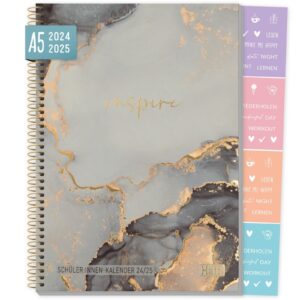 Häfft College-Timer 2024/2025 / A5 / Schülerkalender / Grey Marble/ Häfft-Verlag