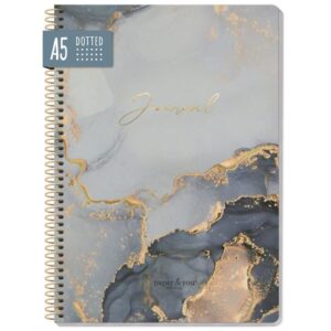 paper&you Journal mit Spiralbindung / dotted / A5 / Grey Marble / vom Häfft-Verlag