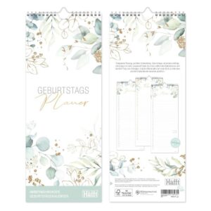Häfft Geburtstagsplaner / Wandkalender / Kompakt 30x12 cm / Blattgold