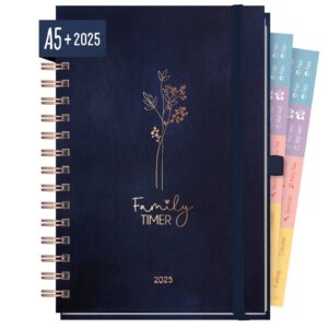 Family-Timer 2025 Deluxe A5+ / 12 Monate / Cute Flower / vom Häfft-Verlag
