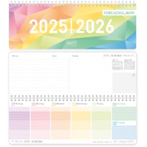 Häfft Tischkalender Schuljahr 2025/2026 / Rainbow