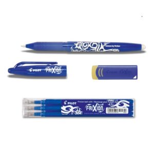 1 Pilot Frixion Ball blau + 3 Ersatzminen blau + Radierer als Gratiszugabe