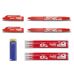 2 Pilot Frixion Ball rot+ 6 Ersatzminen rot + Radierer als Gratiszugabe
