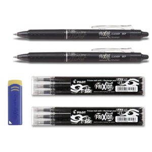 2 Pilot Frixion Clicker 0.7 schwarz, 6 Ersatzminen 0.7 schwarz + Radierer gratis