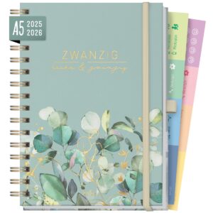 Lieblings-Timer Deluxe 2025/2026 / Ringbuch-Kalender / Minty Leaves / Häfft-Verlag