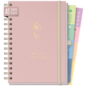 Lieblings-Timer Deluxe 2025/2026 / Ringbuch-Kalender / Rosé Canvas / Häfft-Verlag