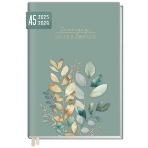 Chäff-Timer Classic 2025/2026 / 18 Monate / A5 / Shiny Leaves / Häfft Verlag