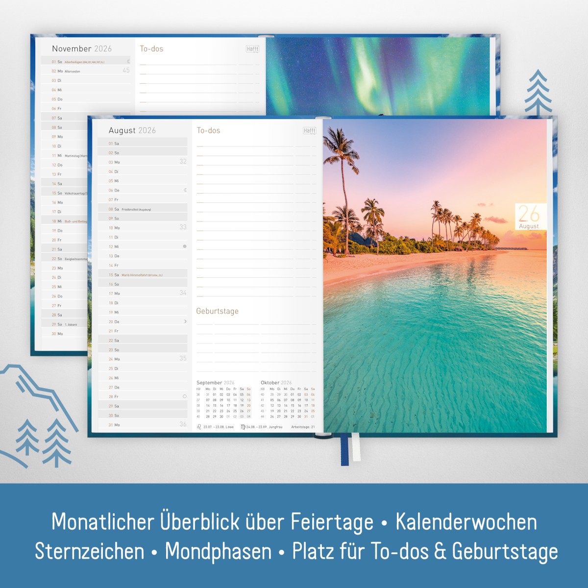 Chäff-Timer Classic 2025/2026 / 18 Monate / A5 / Time to dream / Häfft-Verlag – Bild 4