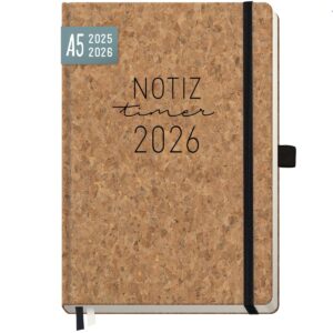 Wochen-Notiz-Timer Classic 2025/2026 / 18 Monate / A5 / Kork / Häfft Verlag