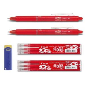 2 Pilot Frixion Clicker 0.7 rot + 6er Set Ersatzminen 0.7 rot + Radierer gratis