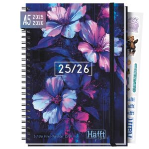 Häfft PLANER 2025/2026 / Premium - Schüler-Kalender / Dark Bloom Vol.2