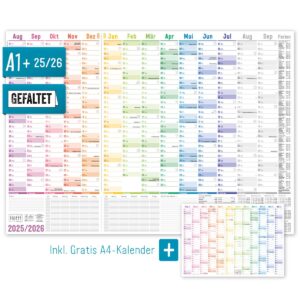 Häfft Wandkalender Schuljahr 25/26 / Rainbow / A1+ / gefalzt