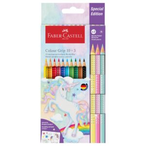 Faber-Castell Colour GRIP Buntstifte - Edition Einhorn - 10+3 Kartonetui