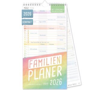Familienplaner 2026 Kompakt 4-spaltig / Rainbow / Häfft-Verlag
