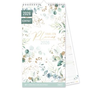 Familienplaner 2026 Kompakt 4-spaltig / Blattgold / Häfft-Verlag