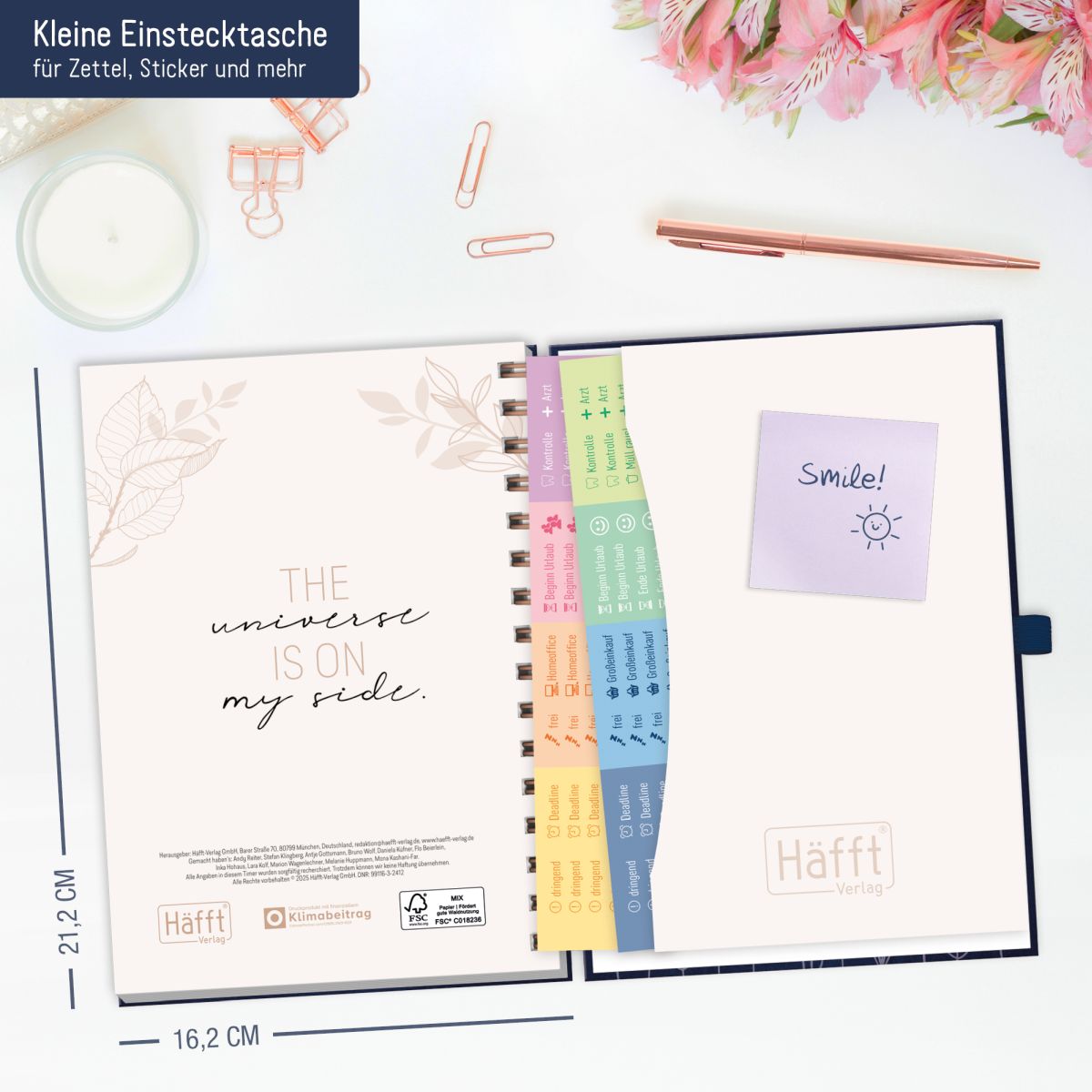 Lieblings-Timer Deluxe 2026 / A5 / Fine Flowers night blue / Häfft-Verlag – Bild 6