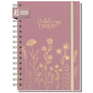 Lieblings-Timer 2026 / A5 / Fine Flowers Rosé / Häfft-Verlag