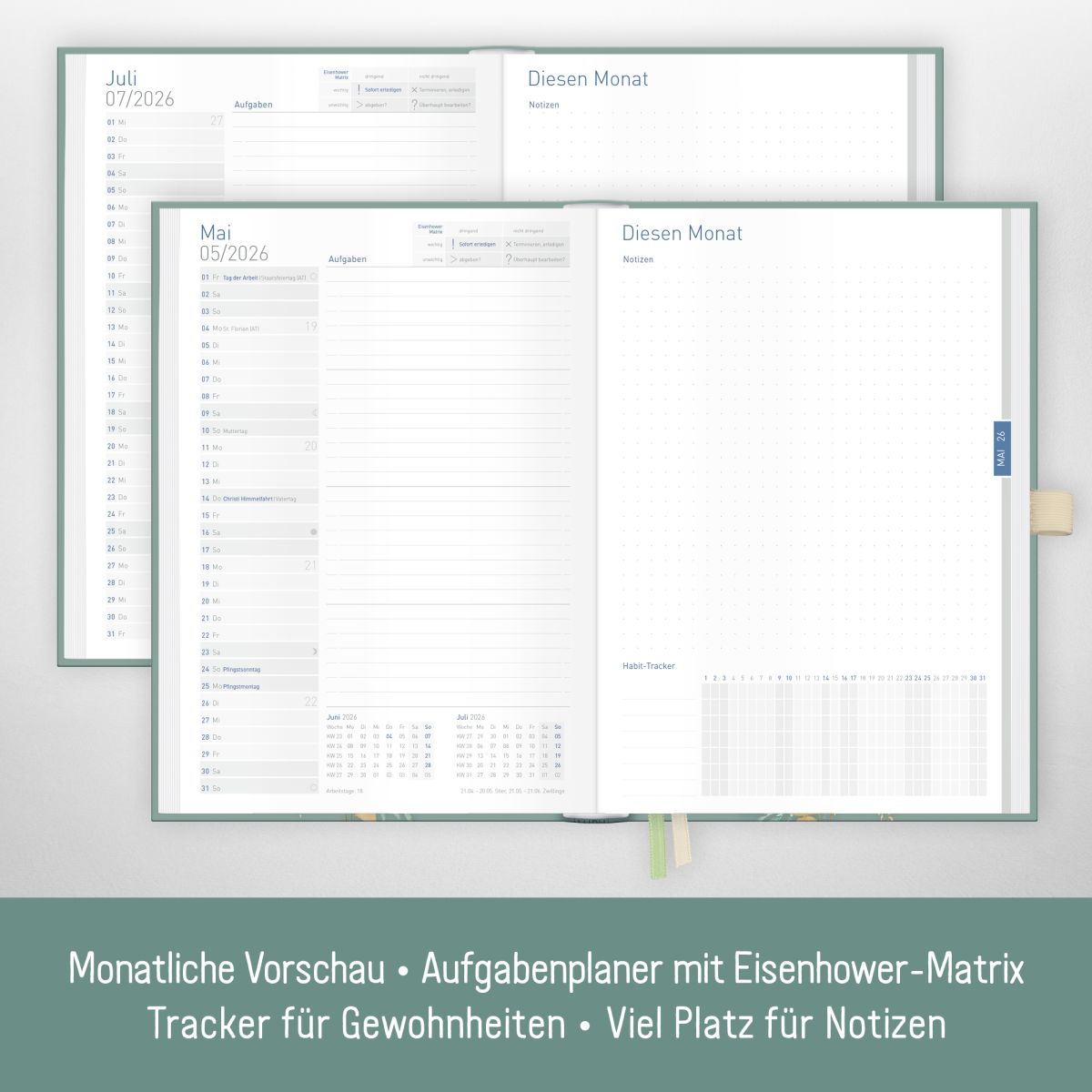 Organizer Day by Day 2026 - 1 Tag/Seite / A5 / Shiny Leaves / Häfft-Verlag – Bild 4