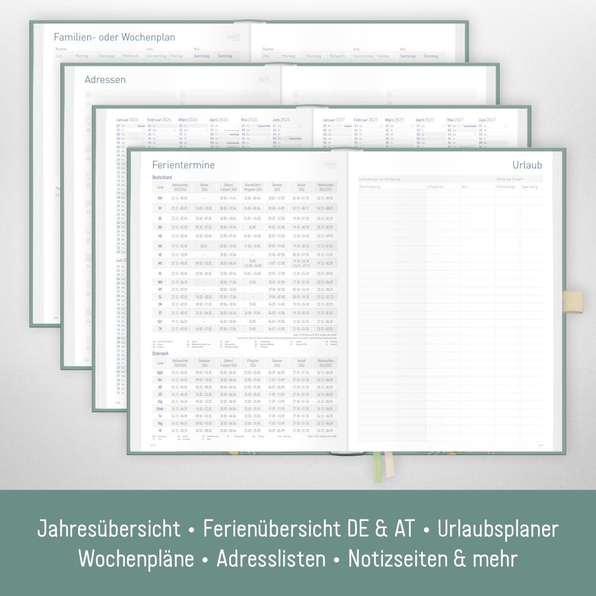 Organizer Day by Day 2026 - 1 Tag/Seite / A5 / Shiny Leaves / Häfft-Verlag – Bild 5