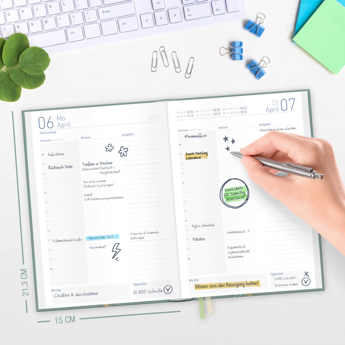 Organizer Day by Day 2026 - 1 Tag/Seite / A5 / Shiny Leaves / Häfft-Verlag – Bild 6