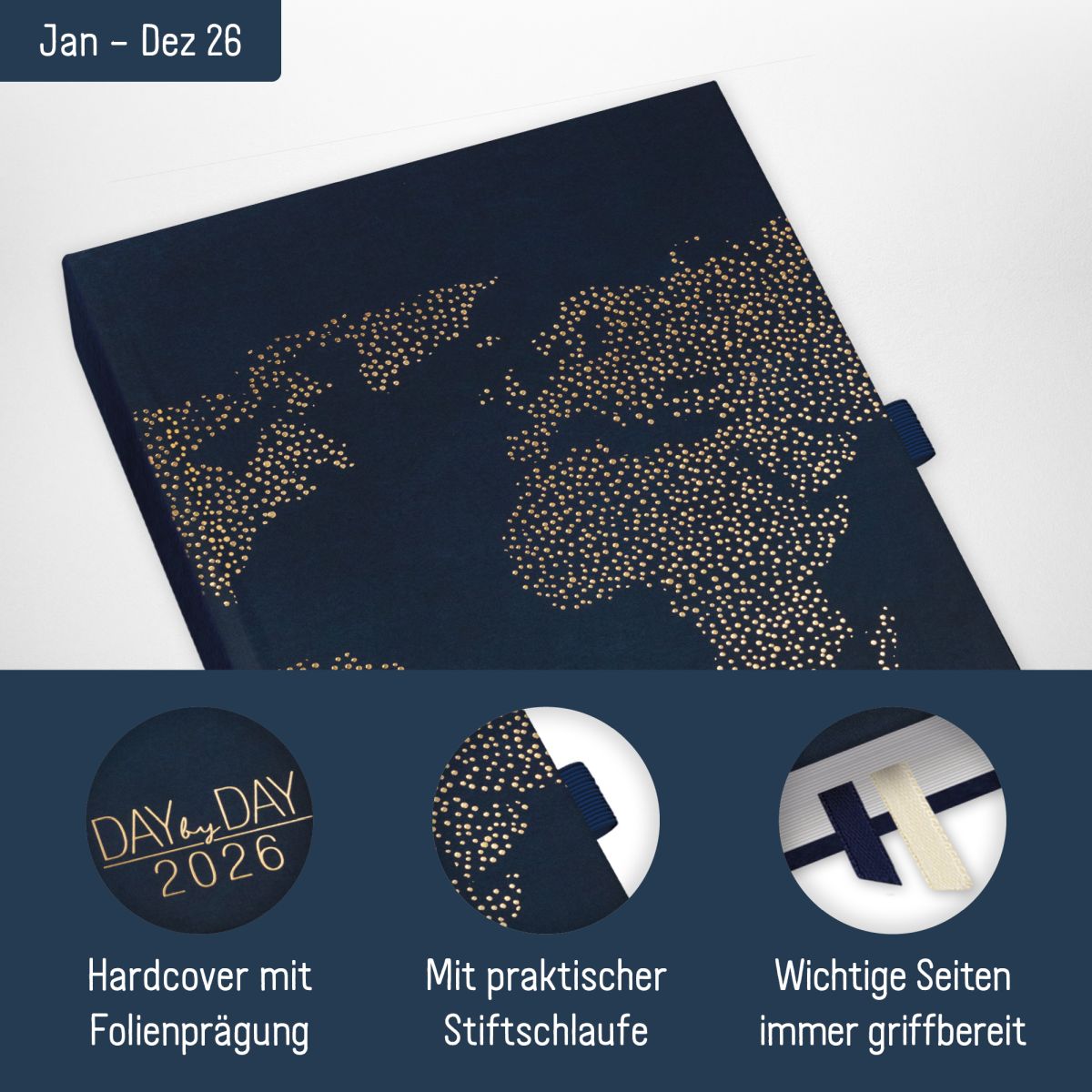 Organizer Day by Day 2026 - 1 Tag/Seite / A5 / World Wide / Häfft-Verlag – Bild 2