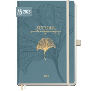 Wochen-Notiz-Timer Classic 2026 / A5 / Blue Ginkgo / Häfft-Verlag