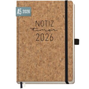 Wochen-Notiz-Timer Classic 2026 / A5 / Kork / Häfft-Verlag