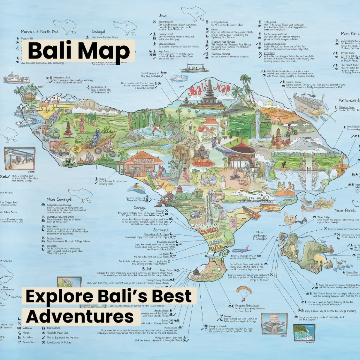Awesome Maps Strandtuch / Badetuch "Bali Illustrated" (155x90cm) – Bild 2