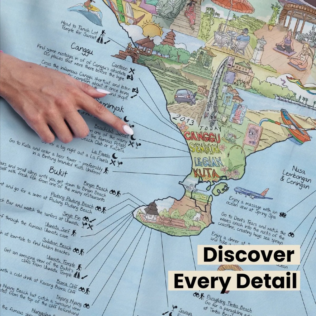 Awesome Maps Strandtuch / Badetuch "Bali Illustrated" (155x90cm) – Bild 4