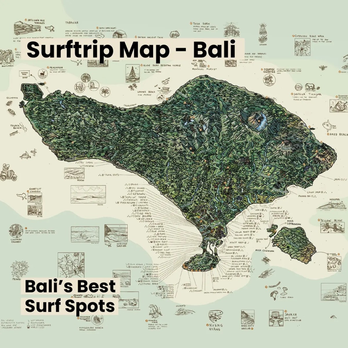 Awesome Maps Strandtuch / Badetuch "Surftrip Bali" (155x90cm) – Bild 2