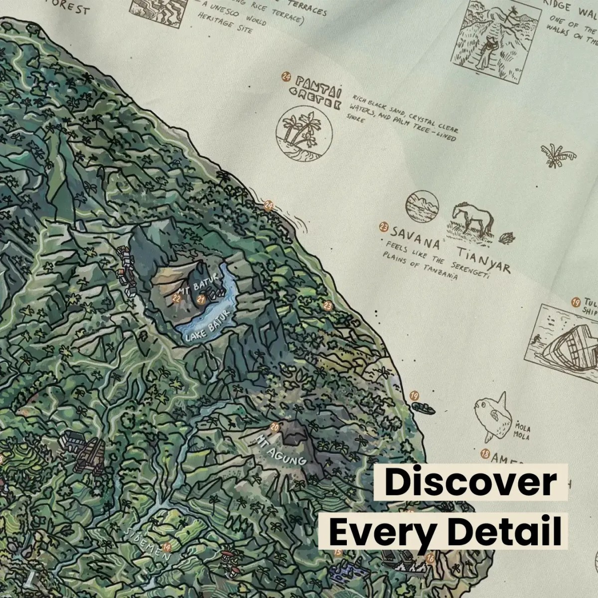 Awesome Maps Strandtuch / Badetuch "Surftrip Bali" (155x90cm) – Bild 3