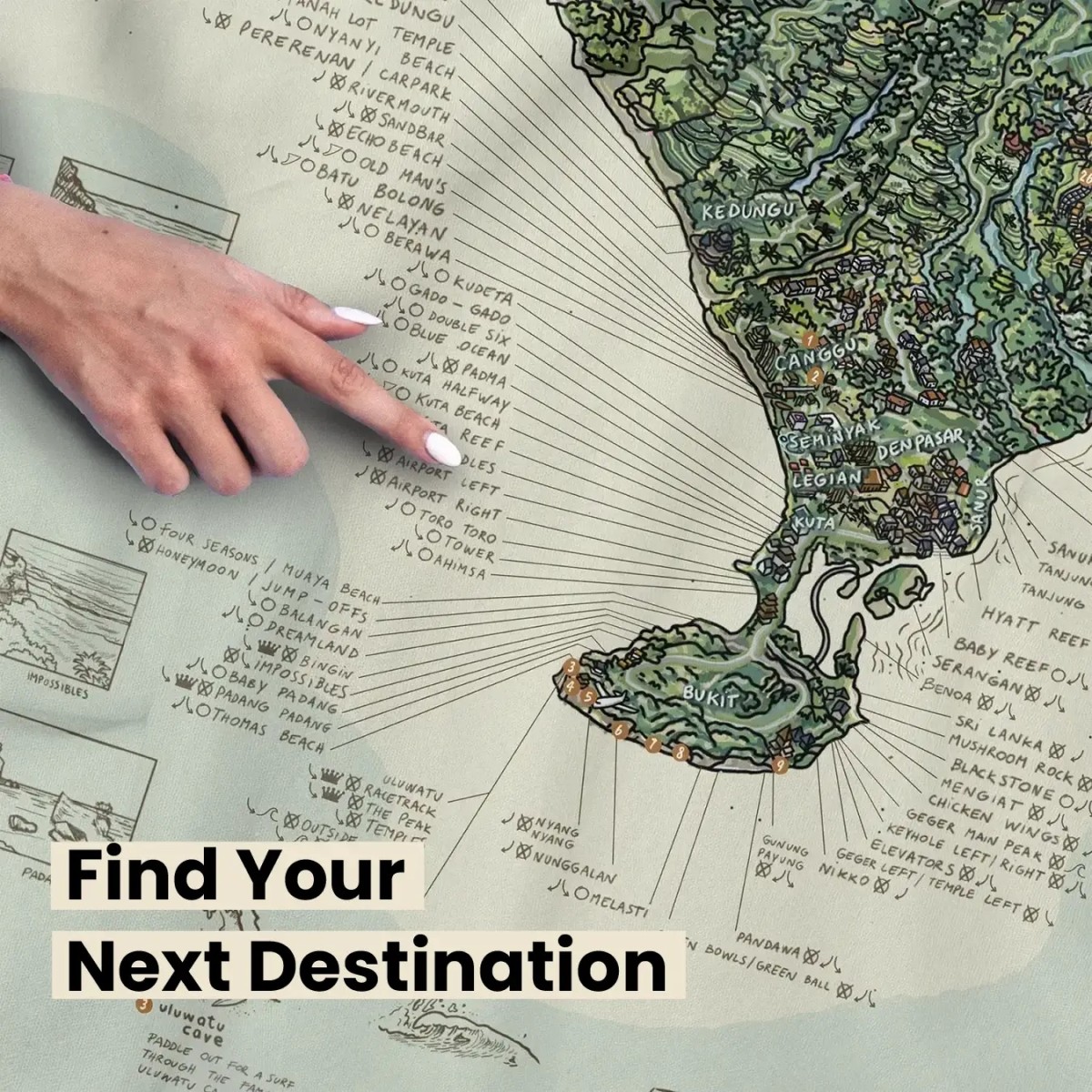 Awesome Maps Strandtuch / Badetuch "Surftrip Bali" (155x90cm) – Bild 4