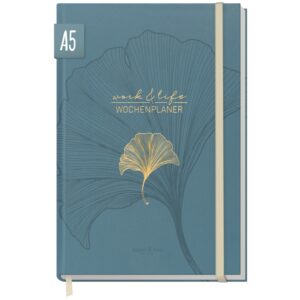 paper & you Work & Life Wochenplaner A5 / Blue Ginkgo / vom Häfft-Verlag