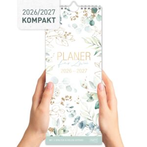 Planer für Zwei / Wand-Kalender 3-spaltig / 2026/2027 / 17 Monate / Blattgold /  Häfft-Verlag