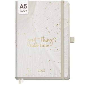 Wochen-Notiz-Timer Classic 2026/2027 / 17 Monate / A5 / Sparkling Leaf / Häfft-Verlag